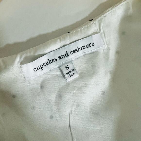 Cupcake And Cashmere Estrella Polka Dot Tulip Hem Dress Size S Small White Black - Picture 4 of 9